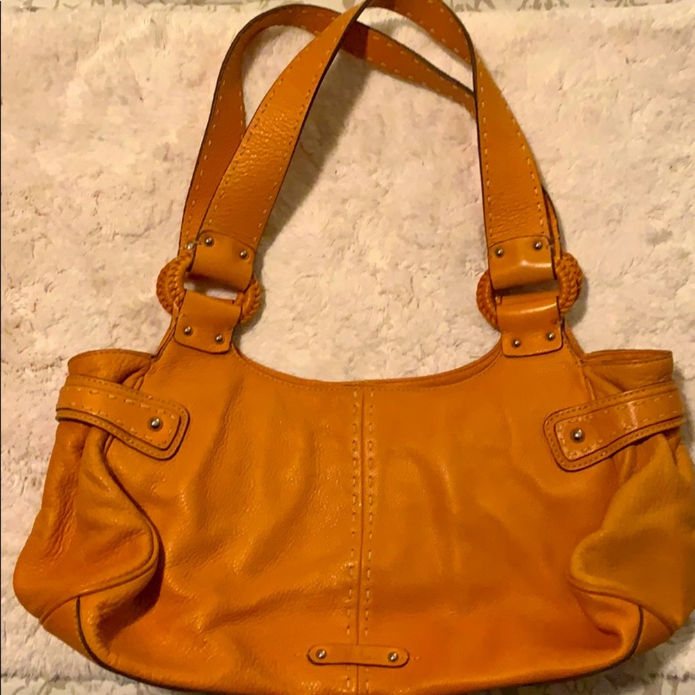 Cole Haan Tan Stitch Trim Shoulder Satchel